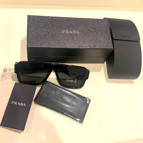NEW PRADA PR 22YS 1AB5S0 BLACK DARK GREY AUTHENTIC SUNGLASSES 58-15 “Wide Frame” - Picture 1 of 10
